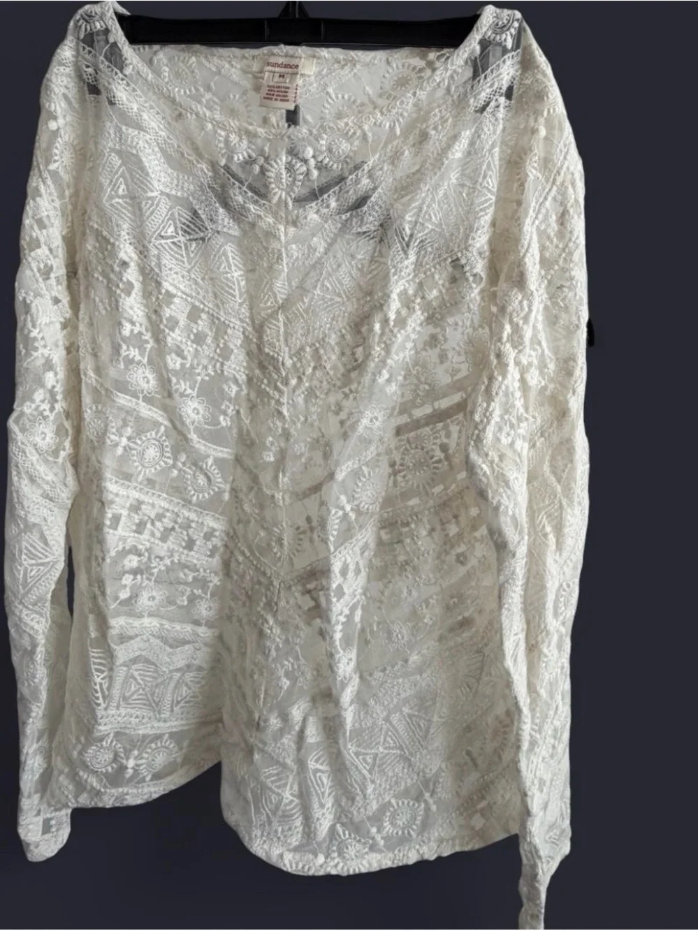 Ivory Crochet Lace Long-Sleeve Tunic